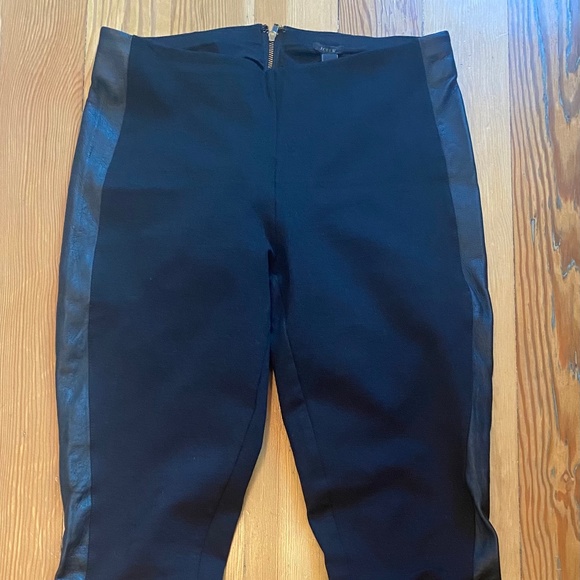 J Crew Black Leggings/Slacks with Leather Piping Accent - Picture 1 of 4
